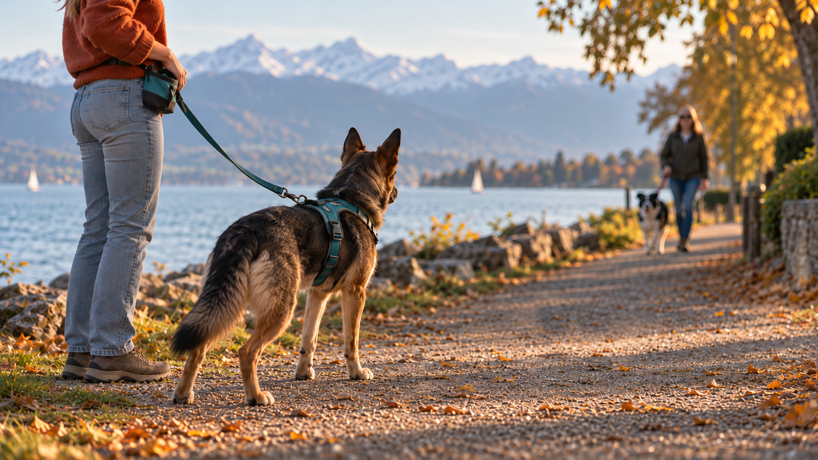 Chien qui se tend à la vue d'un autre chien